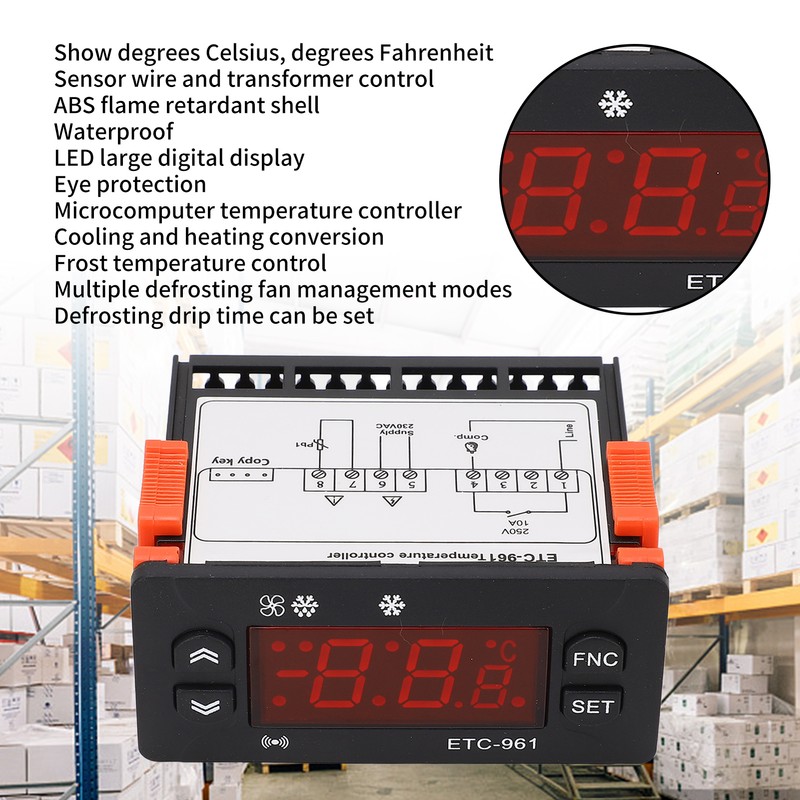 Freezer Temperature Controller Digital External Fahrenheit Celsius Switchable Refrigeration Defrosting