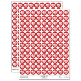 Heart Shaped American Flag United States of America USA 200+ Round Stickers - Gloss Finish - 0.50" Size - Red