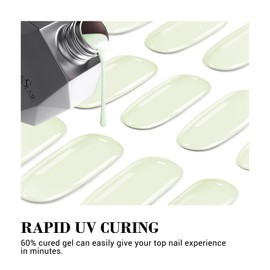 MelodySusie 30PCS Semi Cured Gel Nail Strips (Creamy Green), Works with Nail lamp, Salon Quality, Long Lasting, Easy to Apply and Remove, Includes 2 Prep Pads, Nail File and Wooden Stick