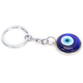 Evil Eye Keychain, Blue Eye Amulet, Blue Evil Eye Keychain, Evil Eye Key Ring, 2Pcs Alloy Coloured Glaze Amulet for Good Luck