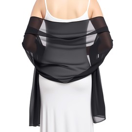 LEMLIN Stola Damen Halstuch,Chiffon Schal Elegant und Festlich für Abendkleid und Brautkleid,Leichtes Schultertuch,Hochzeit,Sommer,Cocktailparty,Sheer Organza Tuch (Schwarz)
