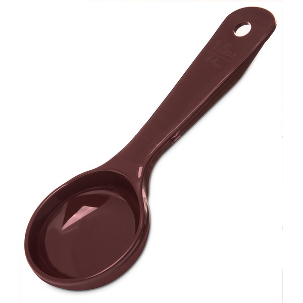 Carlisle FoodService Products Measure Miser Plastic Solid Spoon, Measuring Spoon with Short Handle for Kitchens, 1.5 Ounces, Reddish Brown
