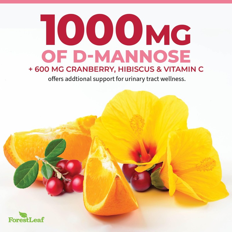 ForestLeaf ForestLeaf D Mannose 1000mg Capsules - D-Mannose with Cranberry,