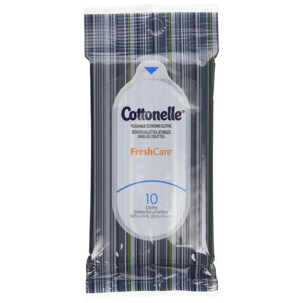 Cottonelle Fresh Care Flushable Wipes, Travel Pack, 12 Travel Packs of 10 Cloths Each (120Ct)