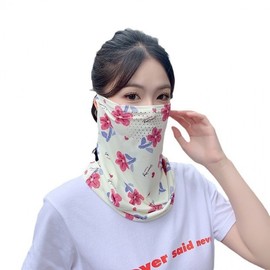 Sun Protection Face Mask for Golf, Cycling, Running 157118 Free Size/Breathable Hole Mask (Simple Black Flower) 50ea