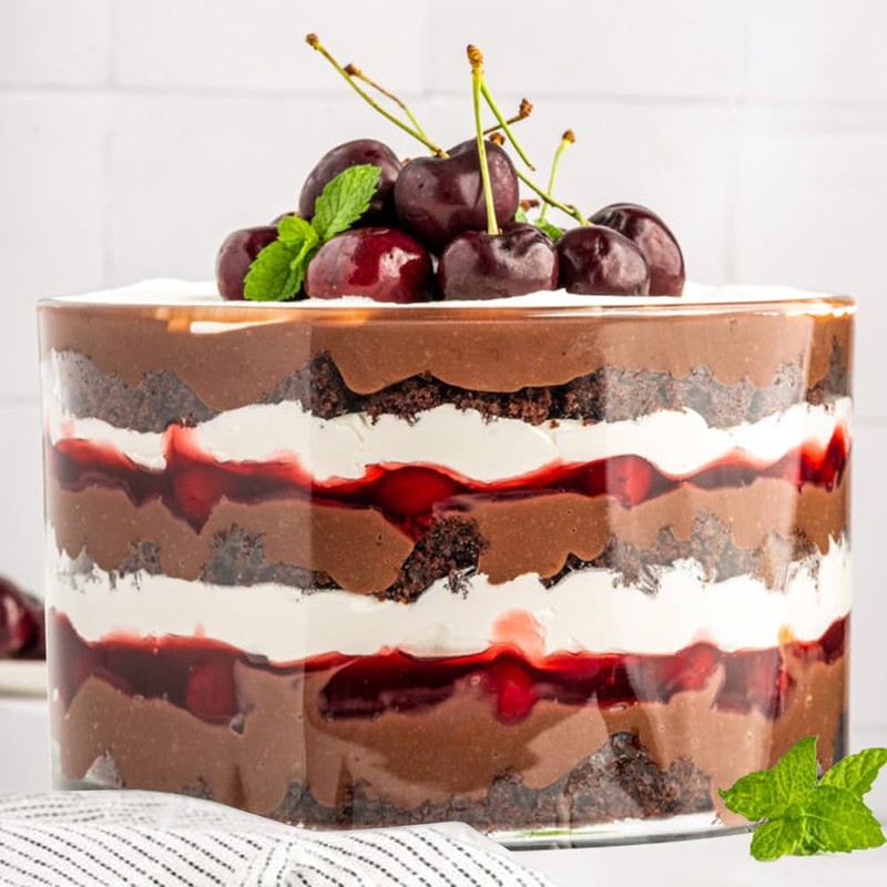 Opexscal 104oz Large Glass Trifle Bowl, Modern Design Clear Glass