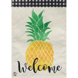 Welcome Pineapple Everyday Burlap Garden Flag 12.5" x 18" Summer Fruit Briarwood Lane