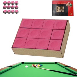 12 Pack Snooker Chalk, Pool Chalk, Pool Cue Billiard Chalk No‑slip Oily Powder Pool Chalk Pink for Snooker Cue Tip Snooker Accessories for Professional Billiard Players Enthusiasts Home Sports Bars