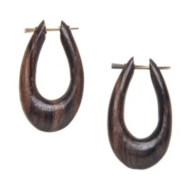 81stgeneration Women's Wood Brown Handmade Oval Tribal Teardrop Dangle Earrings