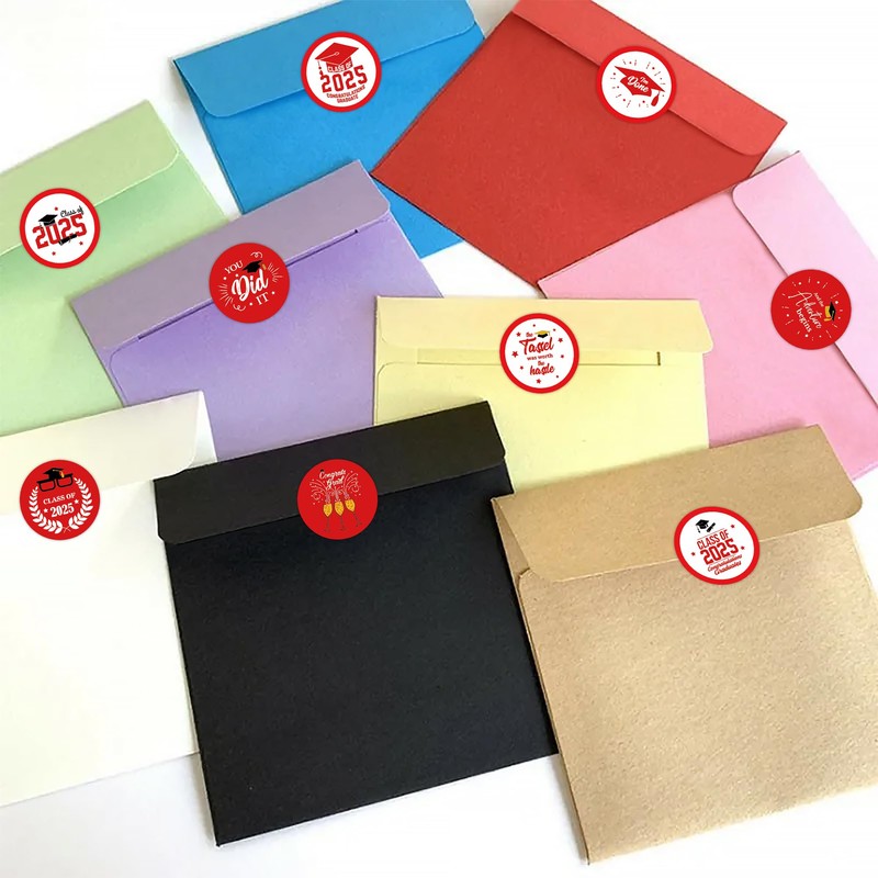 Lucleag 360PCS Red 2025 Graduation Stickers, Class of 2025 Congrats