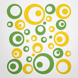 WANDfee® Wall Tattoo, Circles, Dots, 50 Stickers, Colour Choice For Children's Bedroom, Living Room, Hallway, Bathroom, Kitchen, Tile Stickers, yellow
