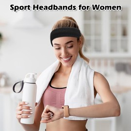 ONUPGO Sweatbands Set,Sports Headband for Men & Women,4 Pcs Cotton Sweat Head Bands,Moisture Wicking Athletic Terry Cloth Sweat Band for Tennis,Basketball,Football,Gymnastics,Working Out