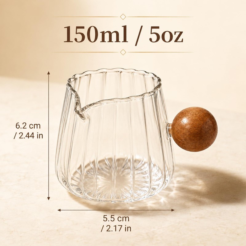 5 oz Espresso Cup, Borosilicate Glass Espresso Cup with Wooden
