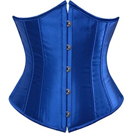 NIYIGEJI Corsé sexy de satén con cordones para la cintura sobre el busto, corsé moldeador de cuerpo, parte superior S-6XL, Azul / Patchwork, S