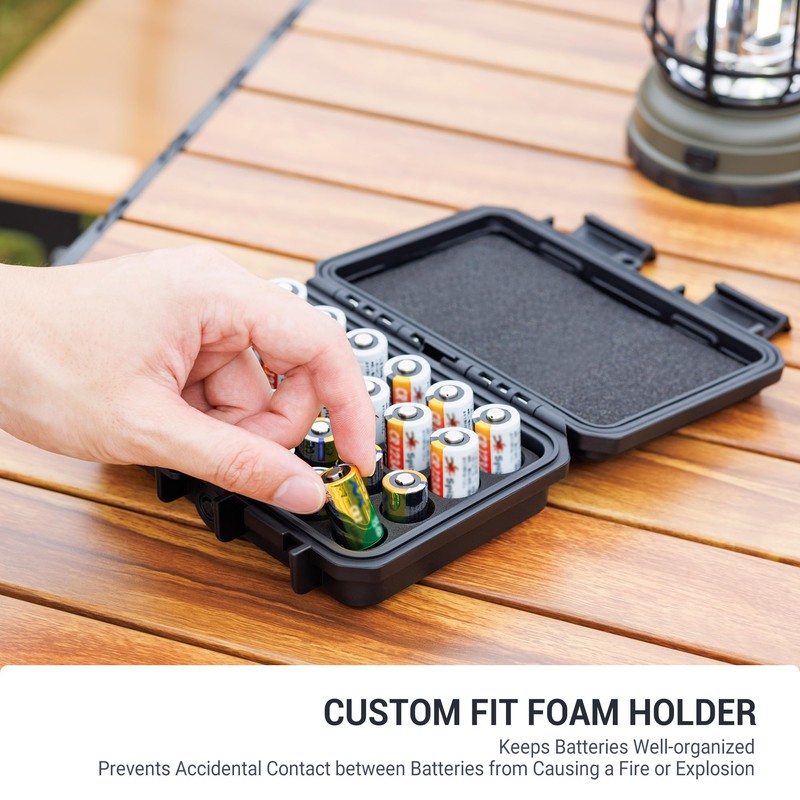 24 Slots CR2 CR123 CR123A Lithium Battery Organizer Case, IP67