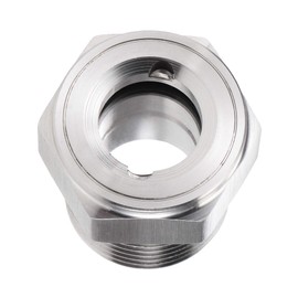 uxcell Oil Liquid Level Gauge Sight Glass 3/8 NPT Male Threaded 304 Stainless Steel Air Compressor Fittings, Silver Tone