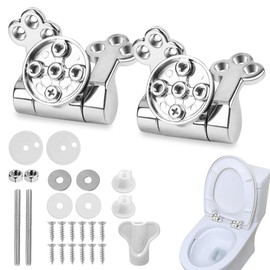 Casenly Toilet Seat Hinges Replacement Parts, Toilet Hinge with Soft-Close Mechanism, Zinc Alloy Universal Replacement Hinge with Fittings for Most Toilet Seats