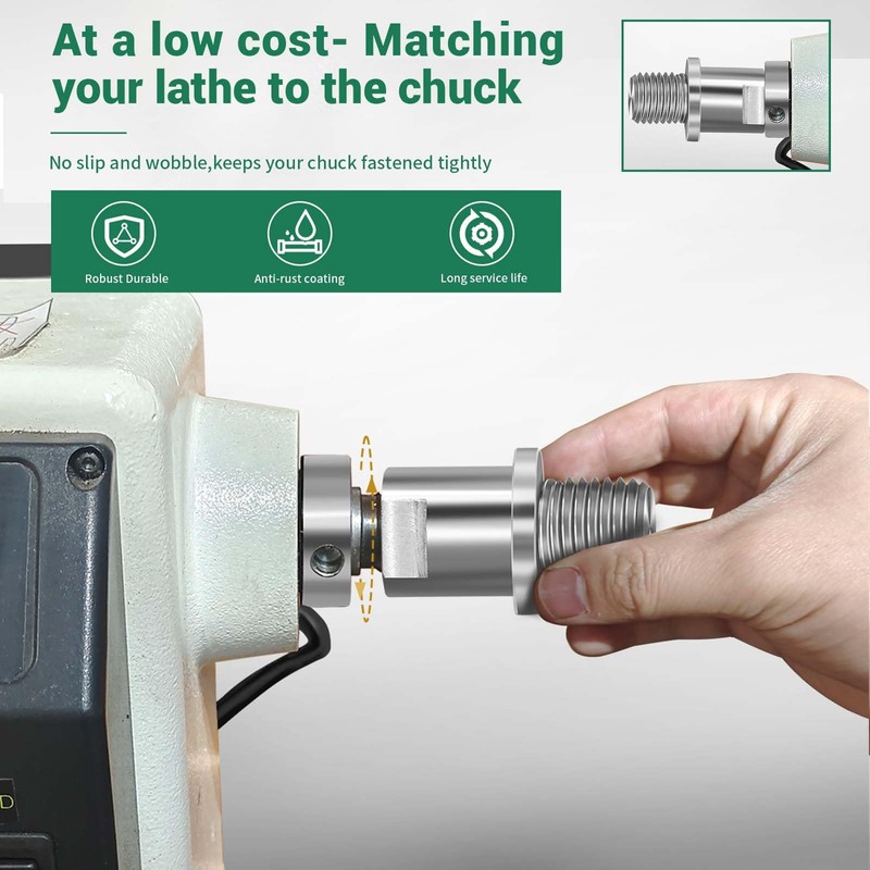 HAowosi Lathe Headstock Spindle Adapter,Converts 5/8" Shopsmith to 1" x