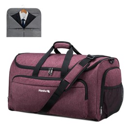Hanke Carry on Garment Bags for Travel,Convertible Duffle Bag Luggage Bag Weekend Bag with Shoe Compartment,2 in 1 Hanging Suitcase Suit Bag for Men Women,Purple