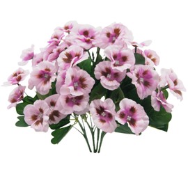 LILOCOO 4PCS Artificial Silk Pansy Flowers Outdoor Spring Flowers Pansies Wildflower UV Resistant Plants Faux Impatiens Purplepink for Window Box Wedding Party Outside Garden Porch Decor
