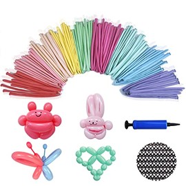 Modelling Long Balloons for AnimalÂ  withÂ Pump, 260Q Magic Latex TwistingÂ Balloons Pastel Color for Kids Party Birthday Wedding Clown Decoration Assorted 100Pcs
