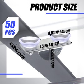 Tandefio 50 Pcs Center Shelf Rest Clip with Rubber Cushion, Galvanized Metal Glass Shelf Brackets Balancing Clip for Brackets to Hang Glass, Metal, Wood
