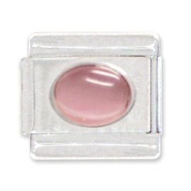 Clearly Charming Pink Oval Italian Charm Bracelet Link