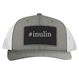 #Inulin - Leather Hashtag Black Patch Engraved Trucker Hat, Heather-White, One Size