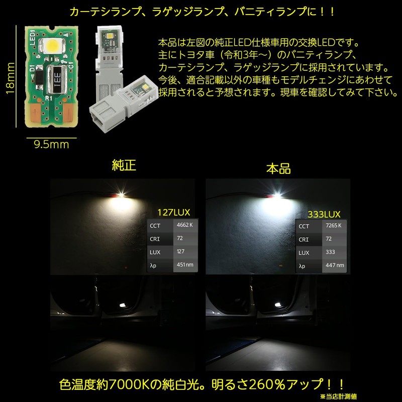 Toyota Compatible Genuine LED Car Replacement Lamp, Interior Lamp, Vanity