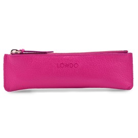 Londo Zippered Genuine Leather Pen and Pencil Case Cosmetic Pouch