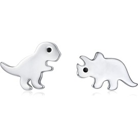 Pendientes de tuerca de dinosaurio T-Rex de plata de ley 925, lindos, joyería hipoalergénica, regalos para mujeres