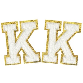 2PCS Iron on Greek Letter Patches White Chenille Greek Letter Patches Sorority Greek Patches (Kappa)