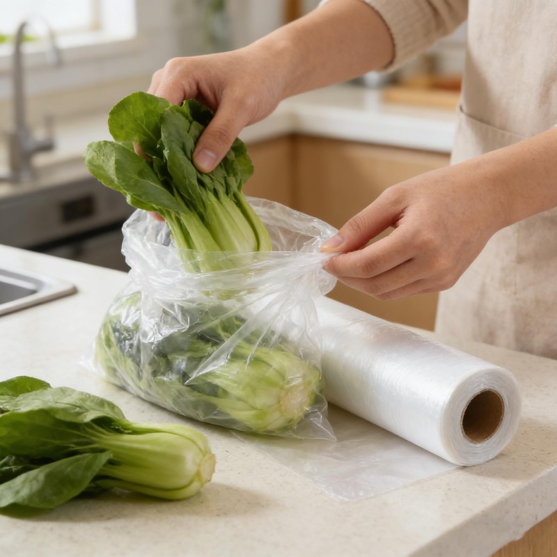 3 Rolls 3 Sizes Plastic Produce Bags, Clear Plastic Produce