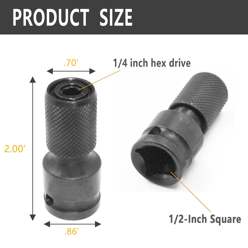 ORTVS Impact Adapter, 1/2 Inch Square Drive to 1/4 Inch