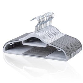 NCXTKJ Heavy Duty Suit Hangers 30 Pack, Non-Slip, 0.2'' Slim, 360° Swivel Hook, Space-Saving Clothes Hangers for Suit, Shirt & Pants, Light and Dark Gray