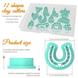 ORIGACH 12 Pcs Western Cowboy Clay Cutters, West Cowboy Polymer Clay Cutter for Earring Making Cowboy Hats Clothes Boots Revolvers Clay Cutters for Jewelry Making