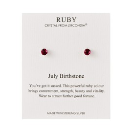 Philip Jones Sterling Silver July (Ruby) Birthstone Earrings Created with Zircondia® Crystals