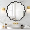 PROHOMEWARE Black Round Mirror 24 Inch Wavy Bathroom Vanity Mirror