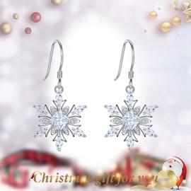 EVER FAITH Winter Snowflake Hook Earrings for Women Fashion 925 Sterling Silver Clear CZ Ear Jewelry