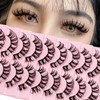 DSLONG 10 Pairs Cluster Lashes D Curl Russian Strip Lashes