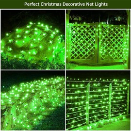 DEPMEM Led Christmas Net Lights Outdoor Christmas Decorations 120Led 6Ftx4Ft Connectable Waterptoof Mesh Net Lights for Trees Bushes Wedding Garden Outdoor Christmas Decorations (Green)
