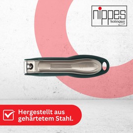 nippes Solingen Premium Nail Clippers with Nail Catcher Green Fingernail Clippers 60 mm Hardened Steel Curved Blades Ergonomic Soft-Touch Grip Surface