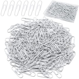 Elisel Paper Clips, 200pcs Medium Size (1.3 inch) Colored Paper Clip,Durable and Rustproof Coated Paper Clips, Great for Office, School and Personal Use (White)