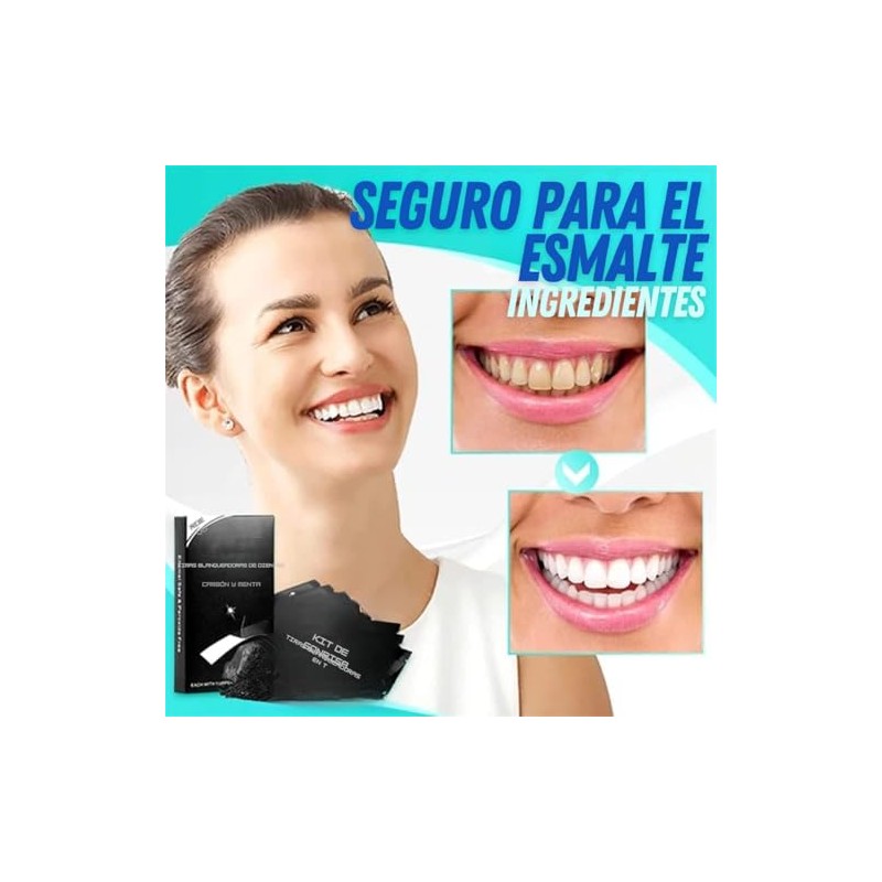 14 Pares Tiras Blanqueadras Dentales Carbon Activado Tiras Adhesivas Blanqueadoras