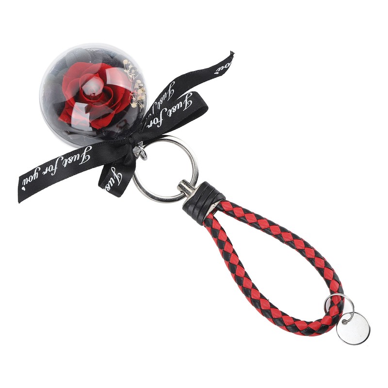 Eternal Flower Keyring Beautiful Rose Pendant Handmade Preserved Keychain for