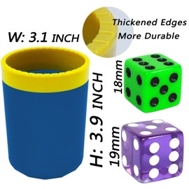 Dice Stacking Cup(Blue) Set with 4 Pcs 19mm(Purple) and 5 Pcs 18mm(Green) Standard 6 Sided Dices, with Storage Bag-Magic Tricks Instruction