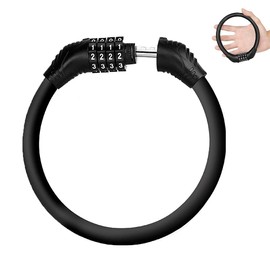 Black Bicycle Lock, Mini Bicycle Lock, Steel Bicycle Cable Lock, Bicycle Lock Against Theft, 4-Digit Password, Weatherproof, Portable Cable Locks for Bicycle, Moto