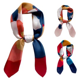 CODCOS 3 Pack 27.5 Inch Silk Feeling Scarf for Women Square Satin Head Scarf Hair Wrap Bandana Set Red