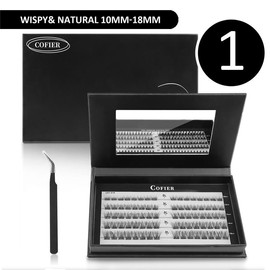 Cofier DIY Lash Kit Press on Lash No Glue Lash Self-Adhesive Eyelash Kit Individual Lashes Beginner Friendly Makeup Cosmetic Eyelashes with Tweezers(80/90/120 Pcs):_Fluffy (CC-Curl/110Pcs)