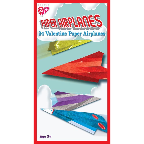 Paper Magic 24CT Paper Airplanes Kids Classroom Valentine Exchange Cards